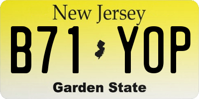 NJ license plate B71YOP