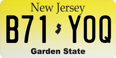 NJ license plate B71YOQ