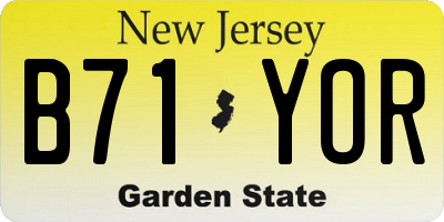 NJ license plate B71YOR