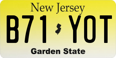 NJ license plate B71YOT