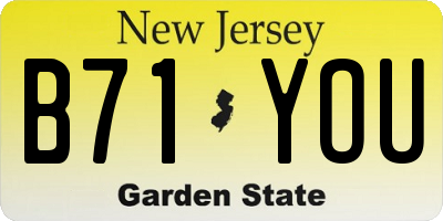 NJ license plate B71YOU