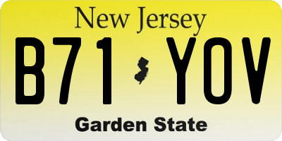 NJ license plate B71YOV
