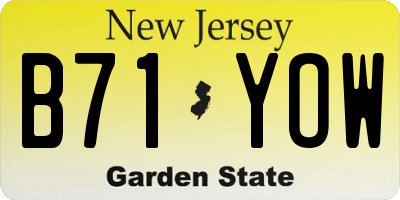 NJ license plate B71YOW