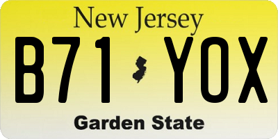 NJ license plate B71YOX