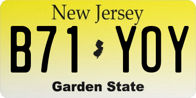 NJ license plate B71YOY