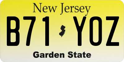 NJ license plate B71YOZ