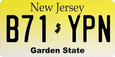 NJ license plate B71YPN