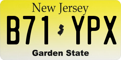 NJ license plate B71YPX