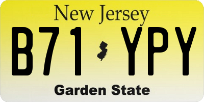 NJ license plate B71YPY
