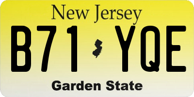 NJ license plate B71YQE