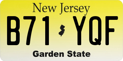 NJ license plate B71YQF