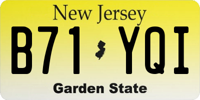 NJ license plate B71YQI