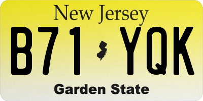 NJ license plate B71YQK