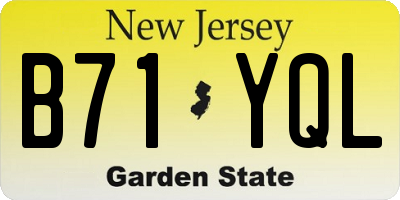 NJ license plate B71YQL