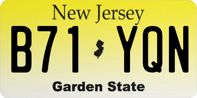 NJ license plate B71YQN