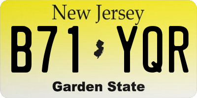 NJ license plate B71YQR