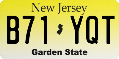 NJ license plate B71YQT