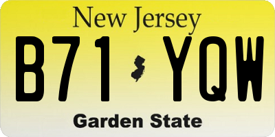 NJ license plate B71YQW