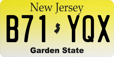 NJ license plate B71YQX
