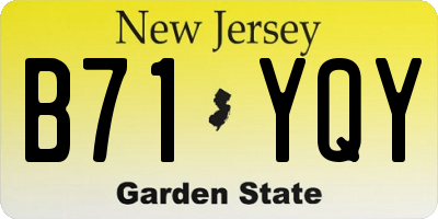 NJ license plate B71YQY