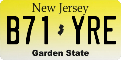 NJ license plate B71YRE