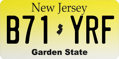 NJ license plate B71YRF