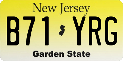 NJ license plate B71YRG