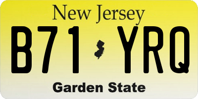 NJ license plate B71YRQ