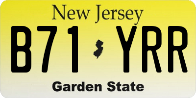 NJ license plate B71YRR