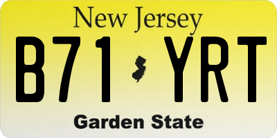 NJ license plate B71YRT