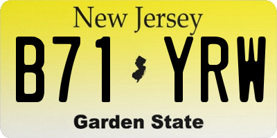 NJ license plate B71YRW