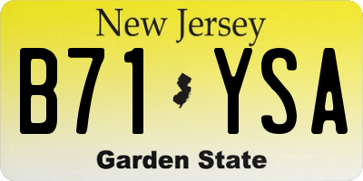 NJ license plate B71YSA