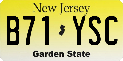 NJ license plate B71YSC