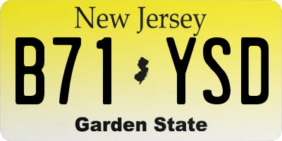 NJ license plate B71YSD