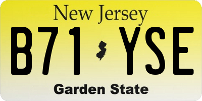NJ license plate B71YSE
