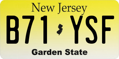 NJ license plate B71YSF