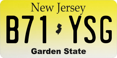 NJ license plate B71YSG