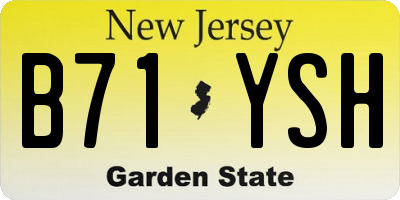 NJ license plate B71YSH