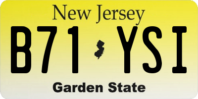 NJ license plate B71YSI