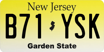NJ license plate B71YSK