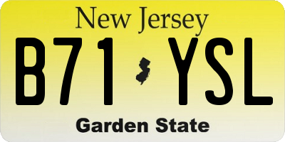 NJ license plate B71YSL