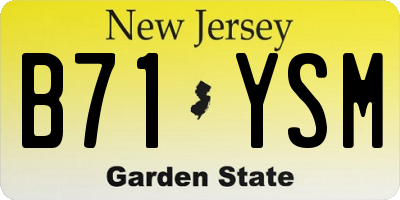 NJ license plate B71YSM