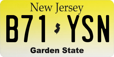 NJ license plate B71YSN