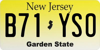 NJ license plate B71YSO