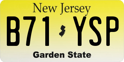 NJ license plate B71YSP