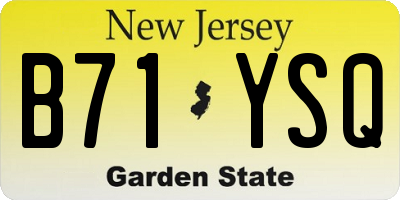 NJ license plate B71YSQ