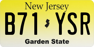 NJ license plate B71YSR