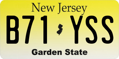 NJ license plate B71YSS