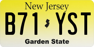 NJ license plate B71YST