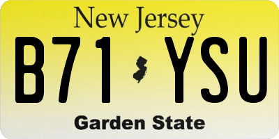 NJ license plate B71YSU